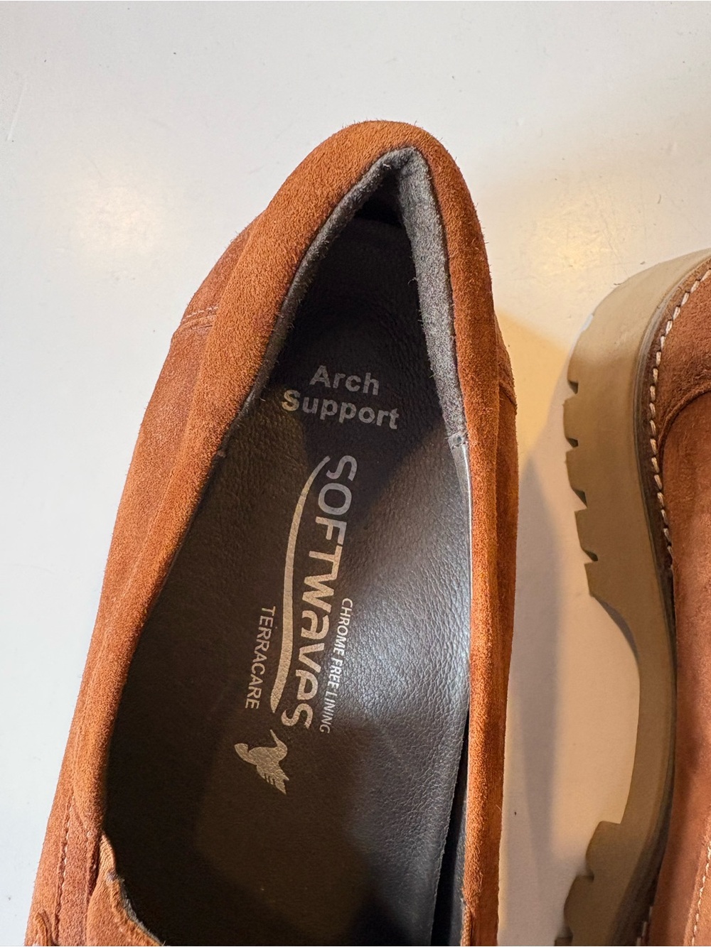 Softwaves || Vanna Suede Loafers Chunky Big Buckle Cognac Brown 41 - Picture 4 of 7